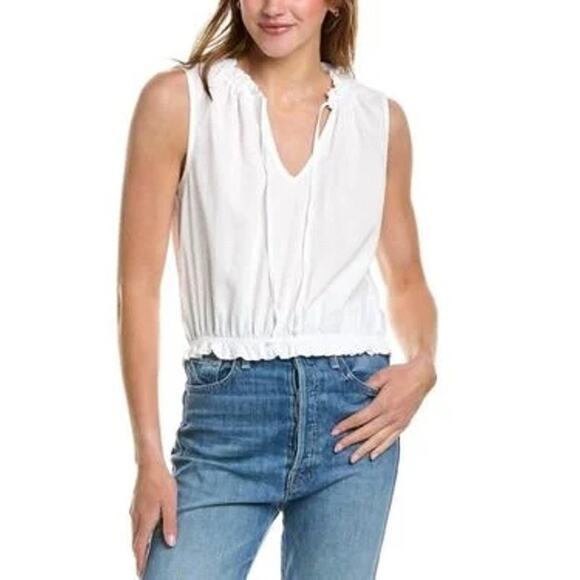 Bella Dahl Tops - Bella Dahl $119 Ivory Sleeveless Ruffle Edge Pullover Top SZ S